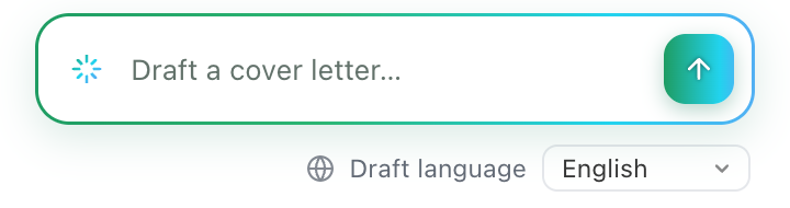 The AI prompt field suggesting a cover letter draft