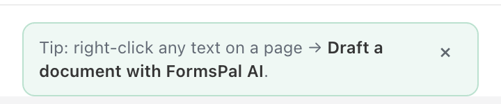 The popup showing the right-click tip